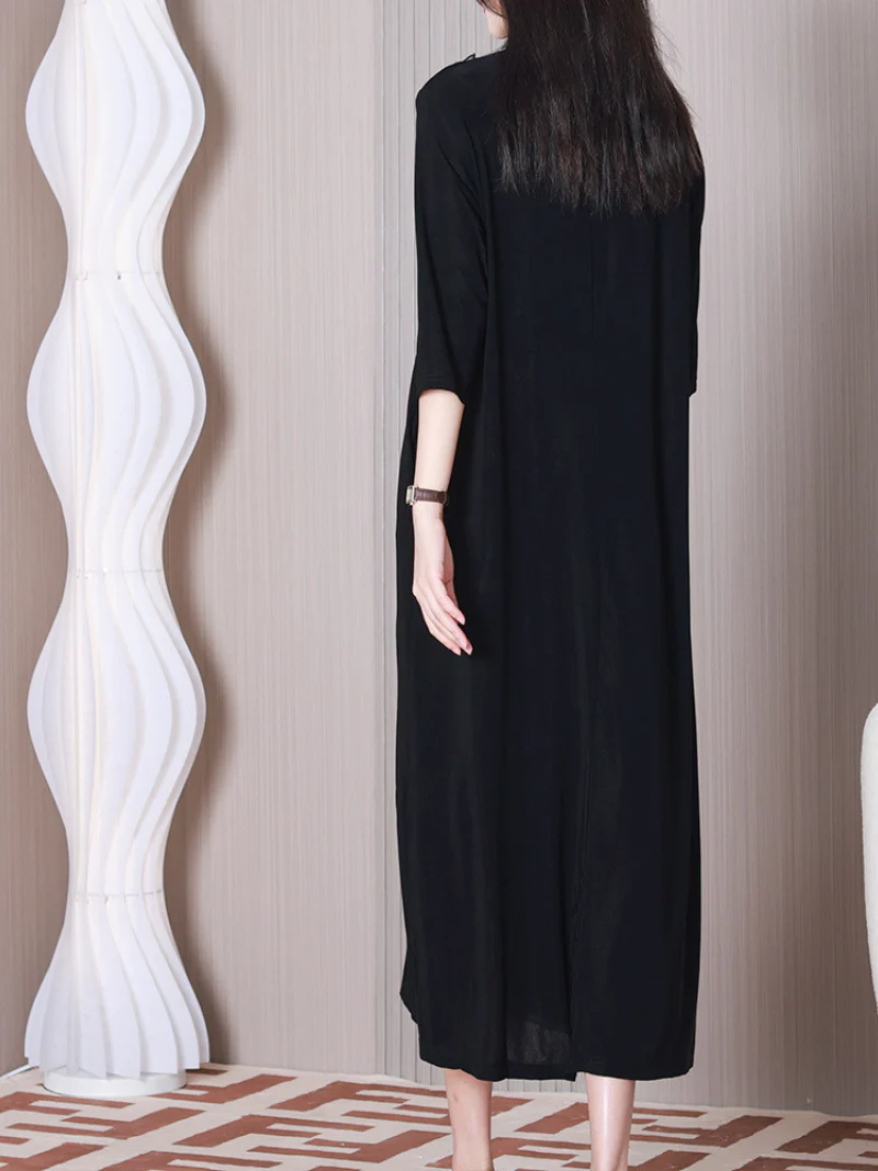 Fragarn Loose Solid Color A-line Dress - Image 4