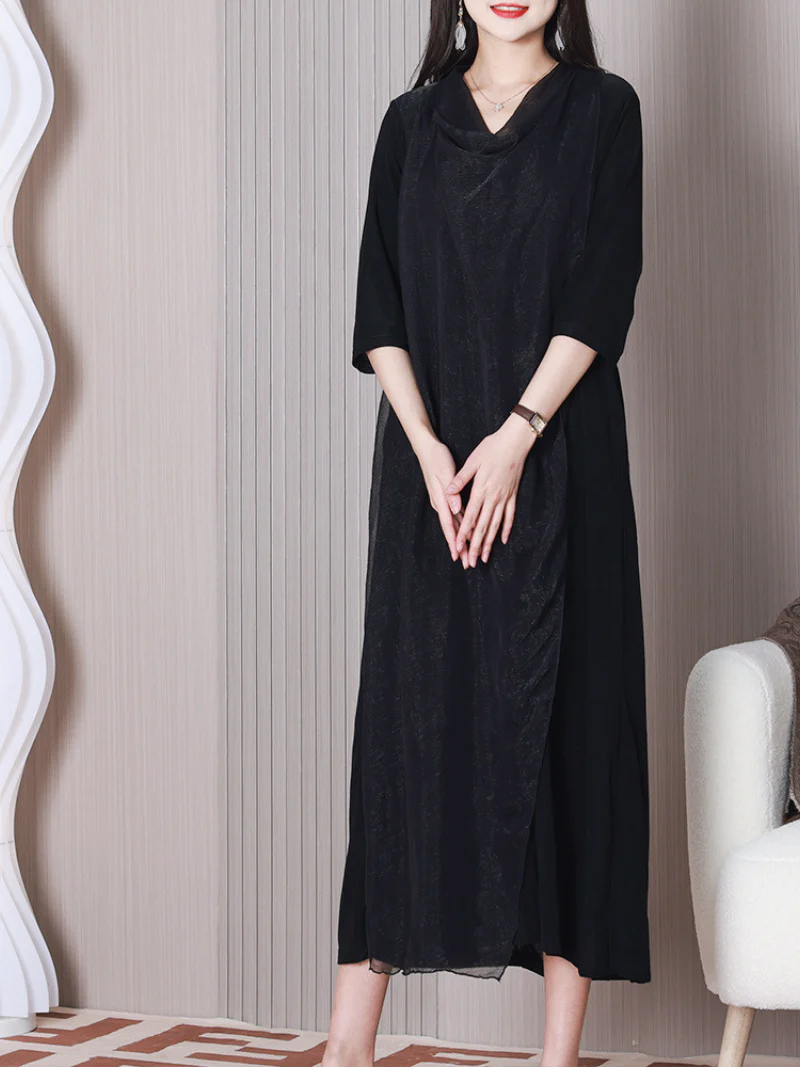 Fragarn Loose Solid Color A-line Dress - Image 5