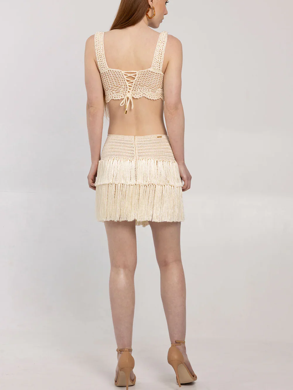 Fringe Cutout Dress Two Piece Set - Image 2