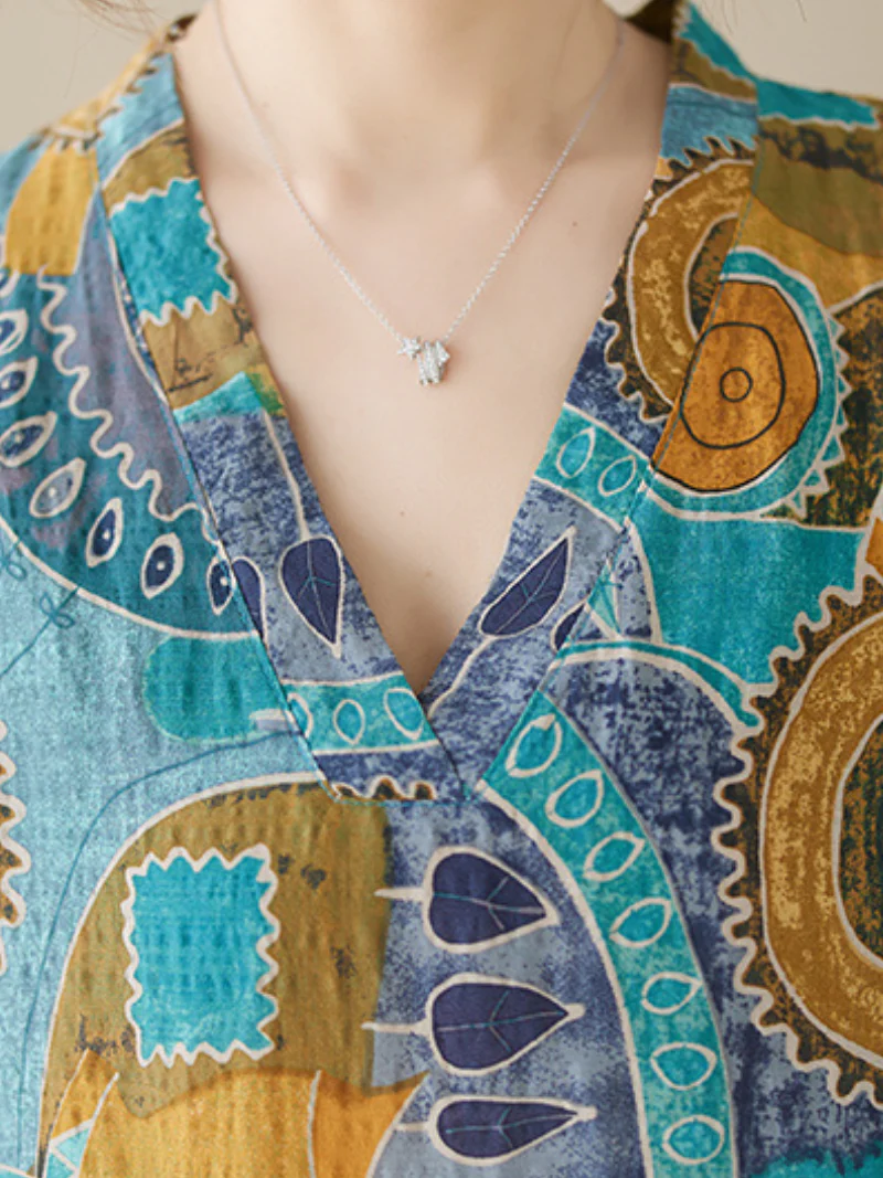 Game Of Love V-neck Short Sleeves Kaftan Dress - Image 2