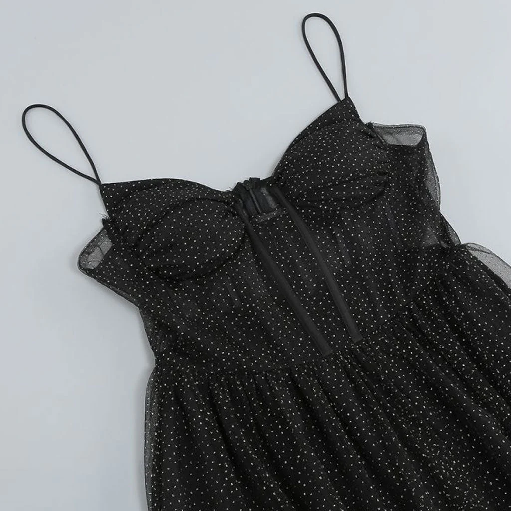 Gilded Tulle Sweetheart Neck Cami Corset Fit and Flare Maxi Evening Dress - Image 9