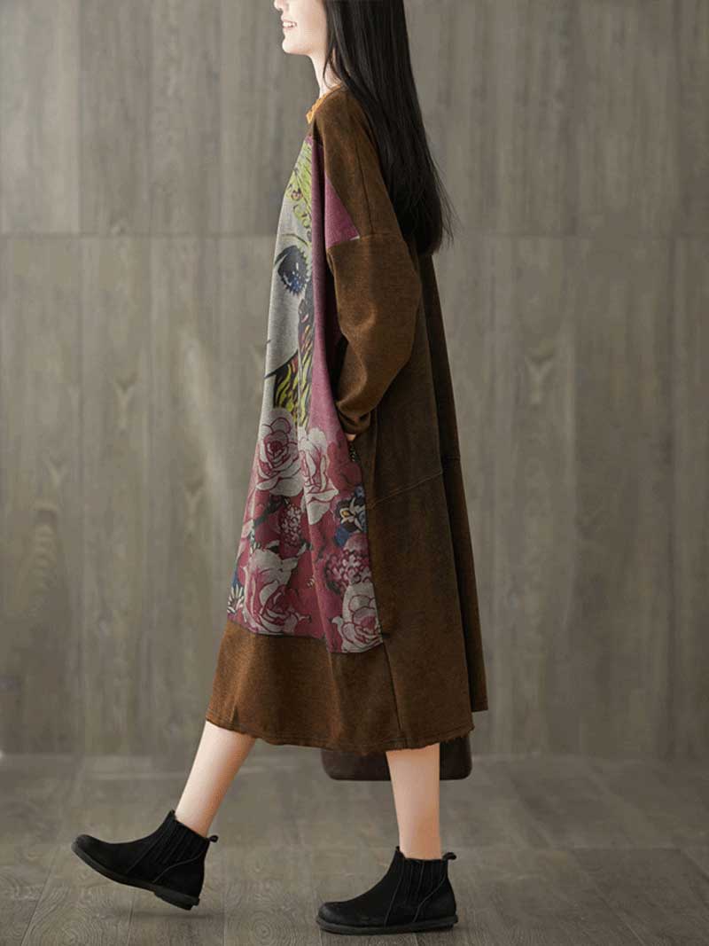 Give Me a Memory Round Neck Cartoon Sweater Midi Dress - Image 10