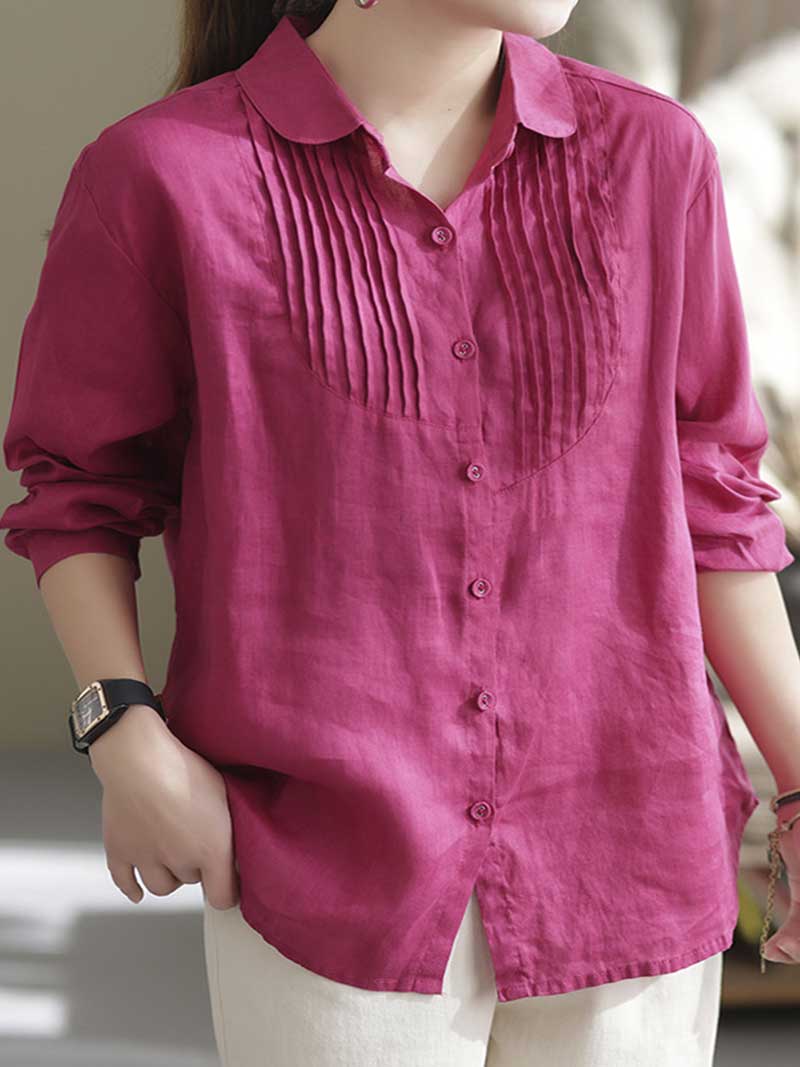 Give Me Reason Pleated Linen Shirt Top - Image 2