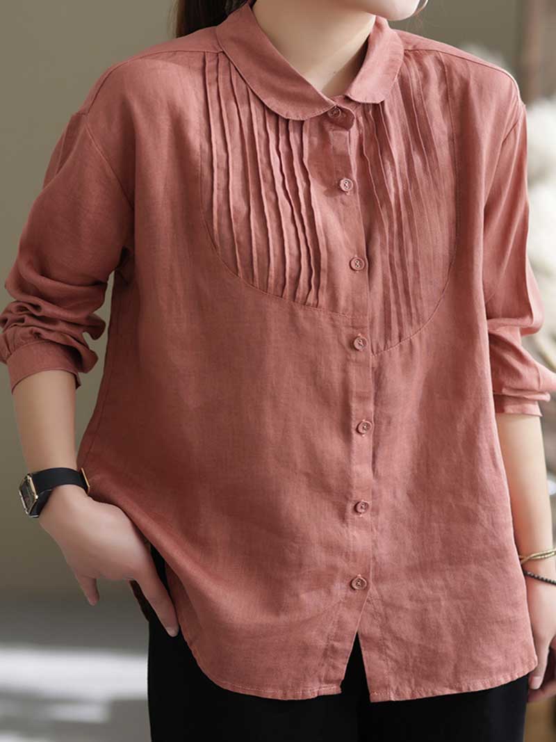 Give Me Reason Pleated Linen Shirt Top - Image 3
