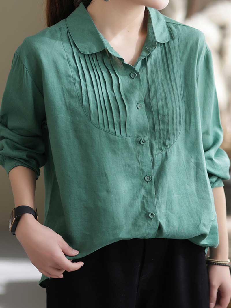 Give Me Reason Pleated Linen Shirt Top - Image 4