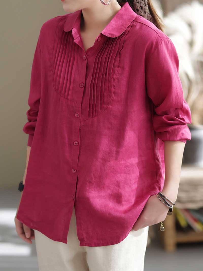 Give Me Reason Pleated Linen Shirt Top - Image 6