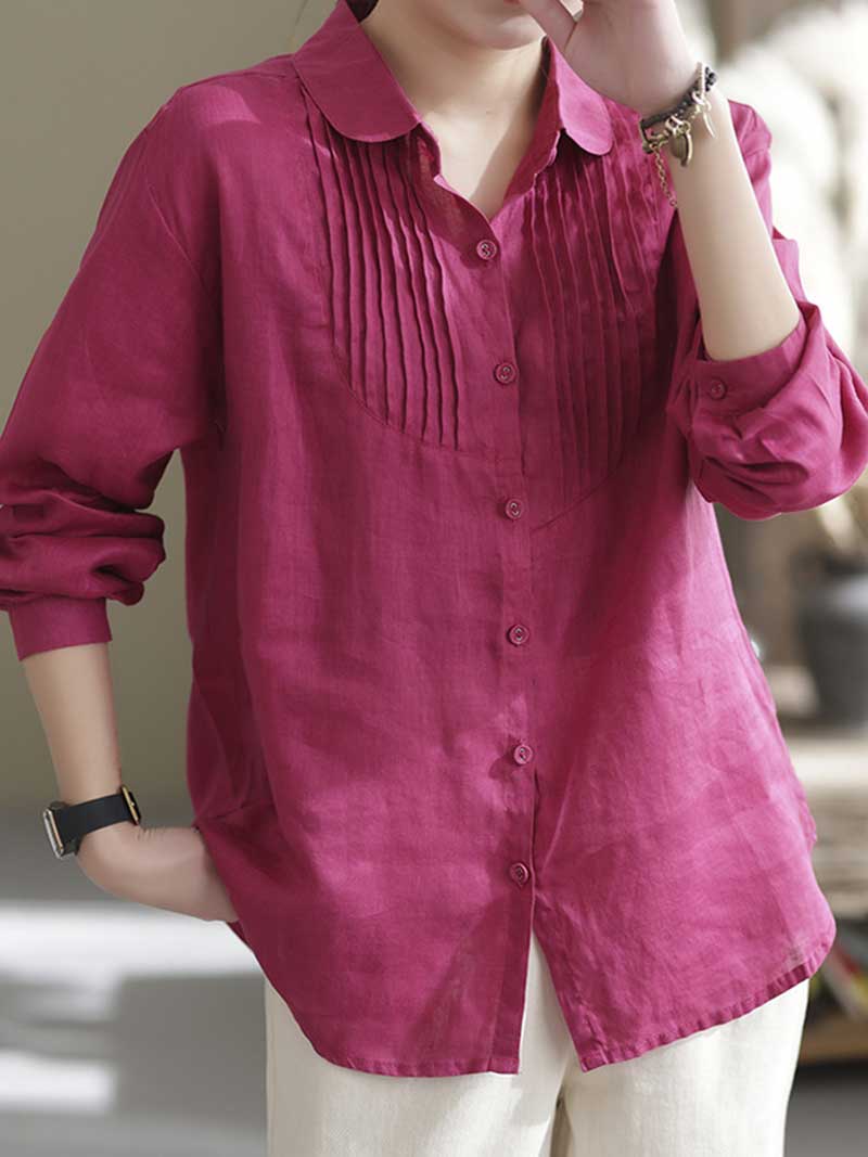 Give Me Reason Pleated Linen Shirt Top - Image 7