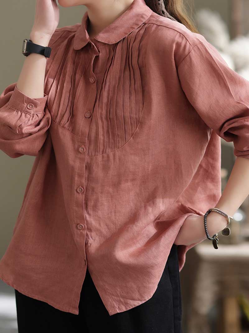 Give Me Reason Pleated Linen Shirt Top - Image 8