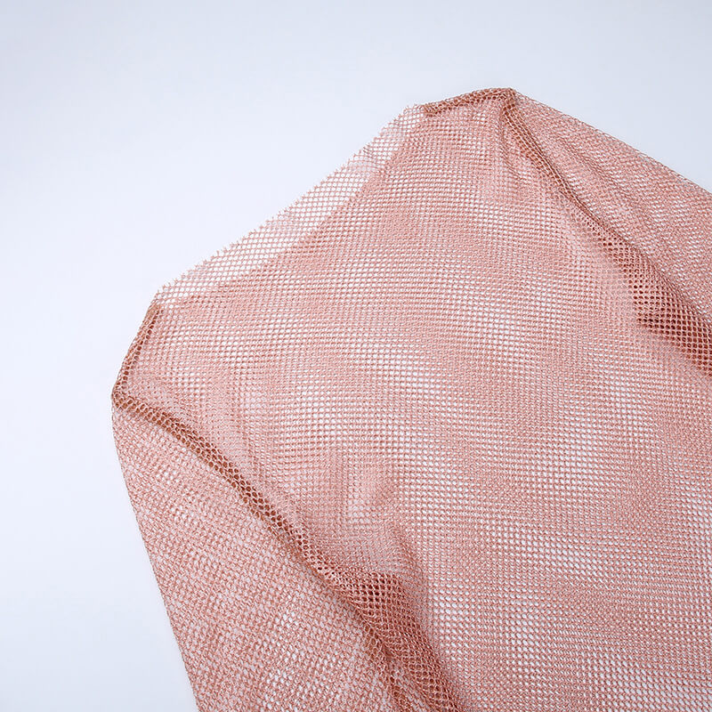 Glittering Lurex Crew Neck Faux Fur Long Sleeve Sheer Fishnet Party Mini Dress - Pink - Image 4