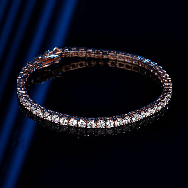 Glittering Sterling Silver 3MM Cubic Zirconia Eternity Tennis Bracelet - Image 3