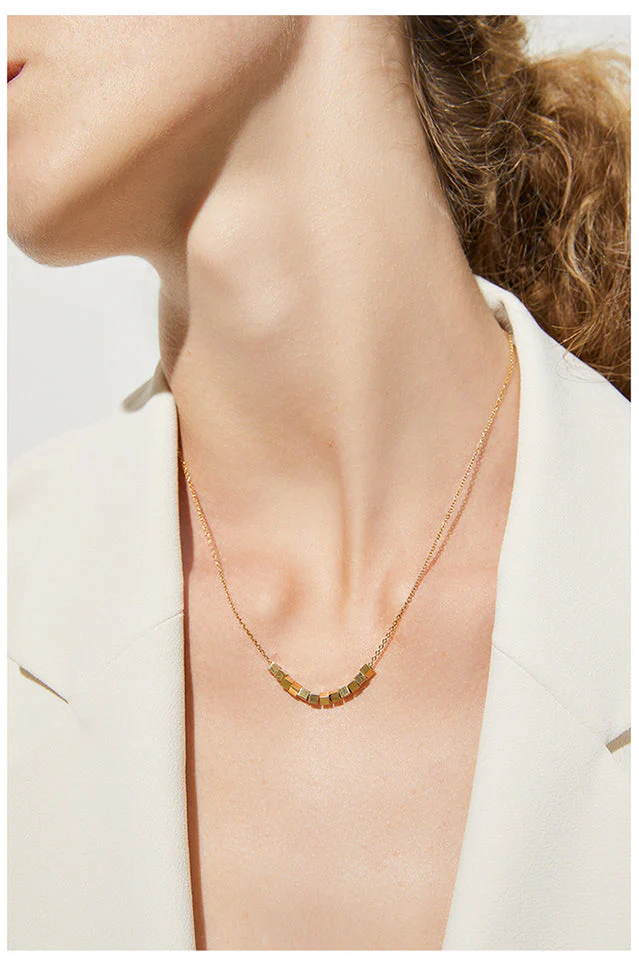 Gold Sugar Cube Necklace - Image 5