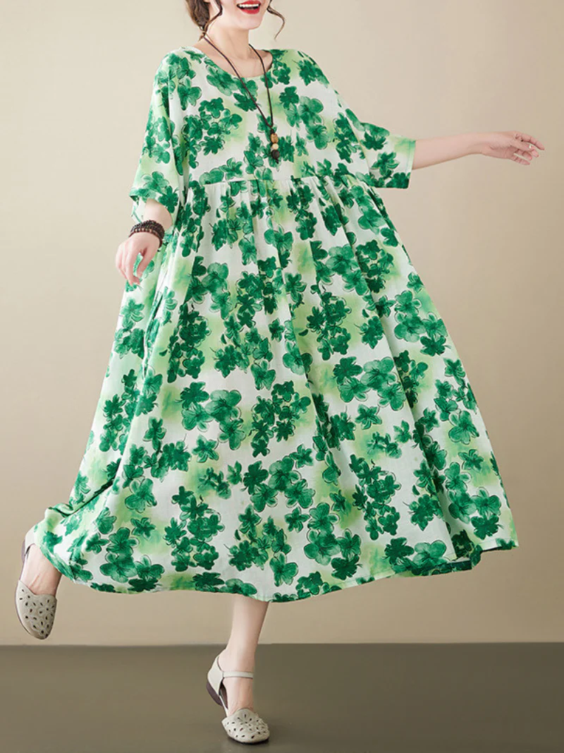 Goodthreads Floral Print Round Neck Smock Dress - Image 4