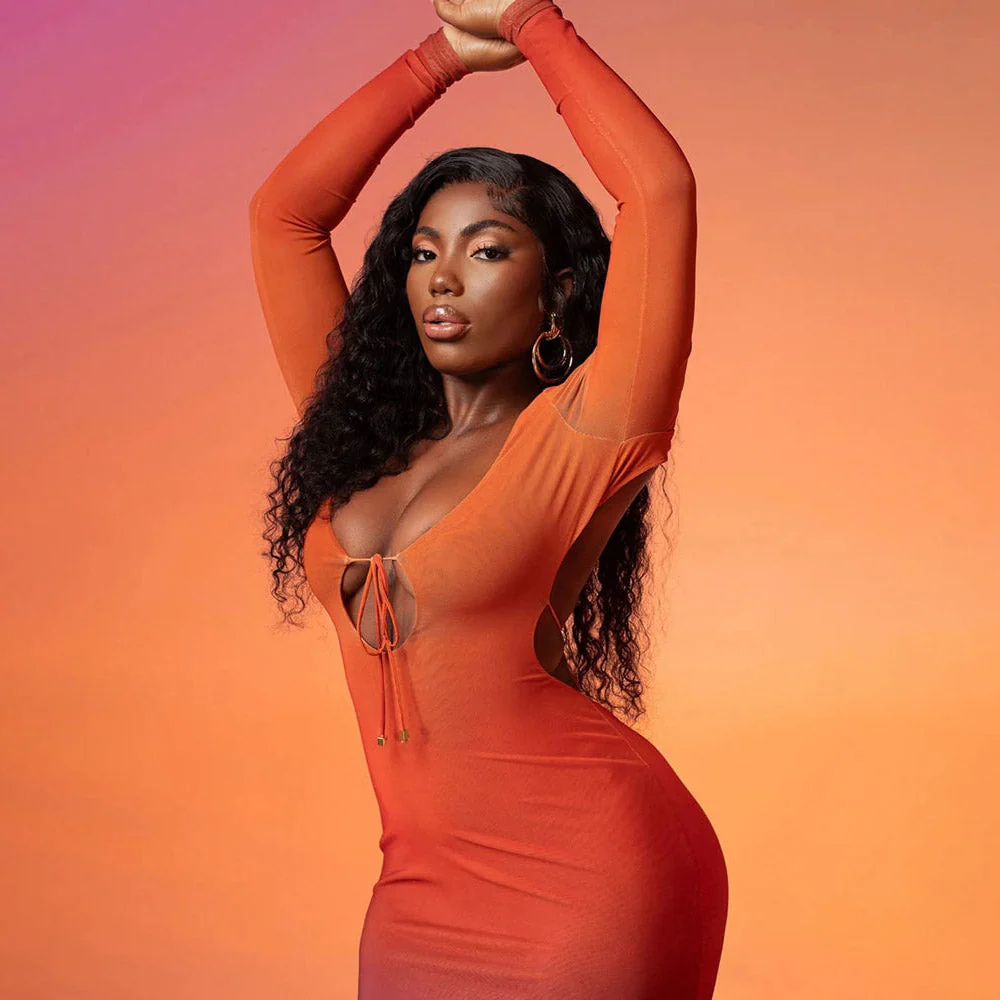 YAYOU GRADIENT COLOR BODYCON MAXI Dress - Image 8