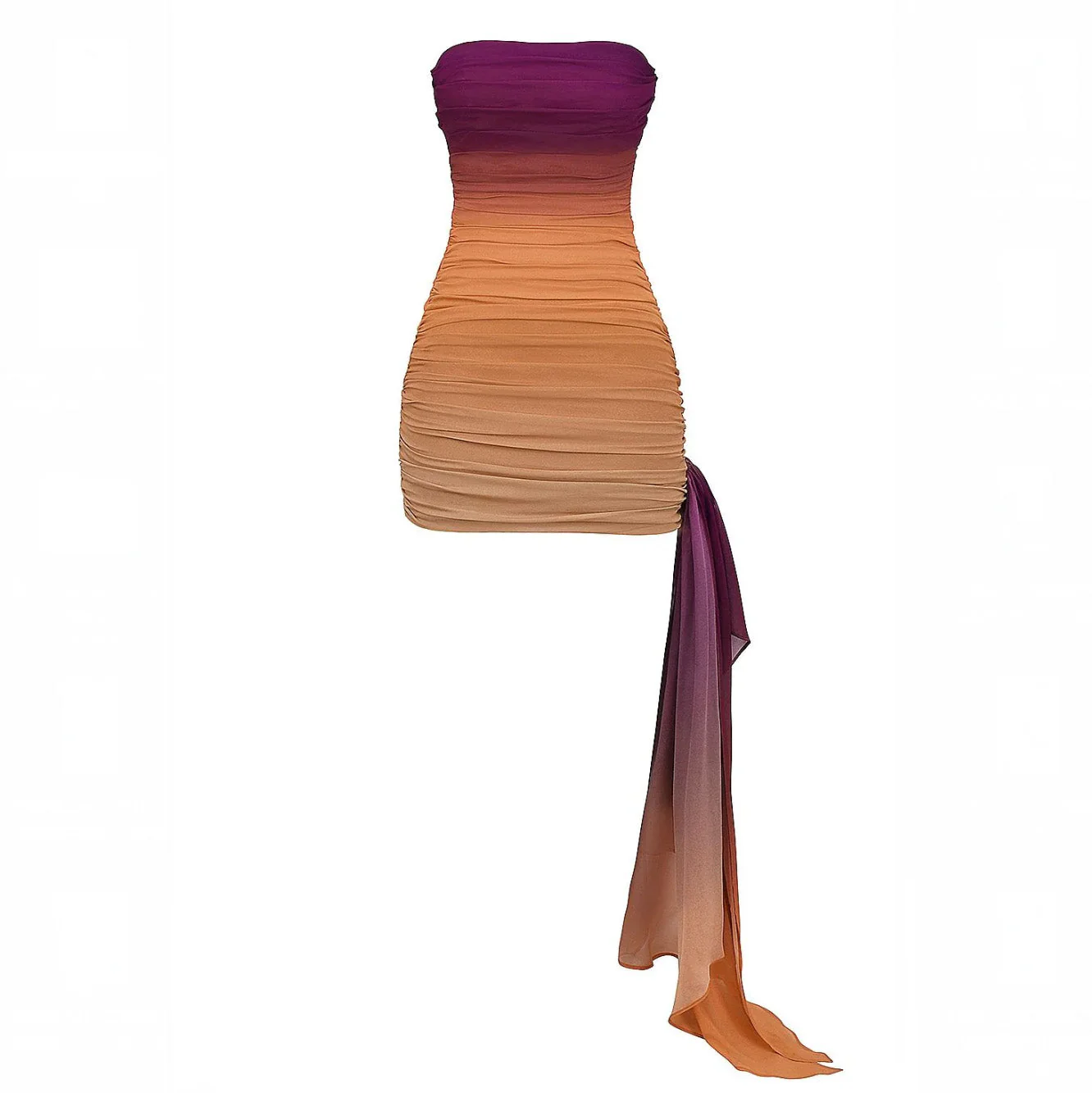 GRADIENT OFF SHOULDER Mini Dress with TRAIN - Image 8