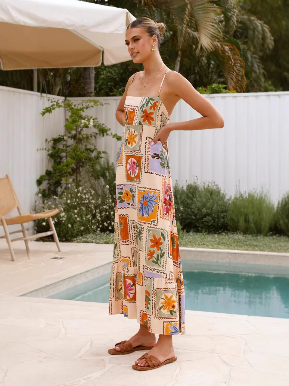 Graffiti Print Sleeveless Long Dress - Image 3