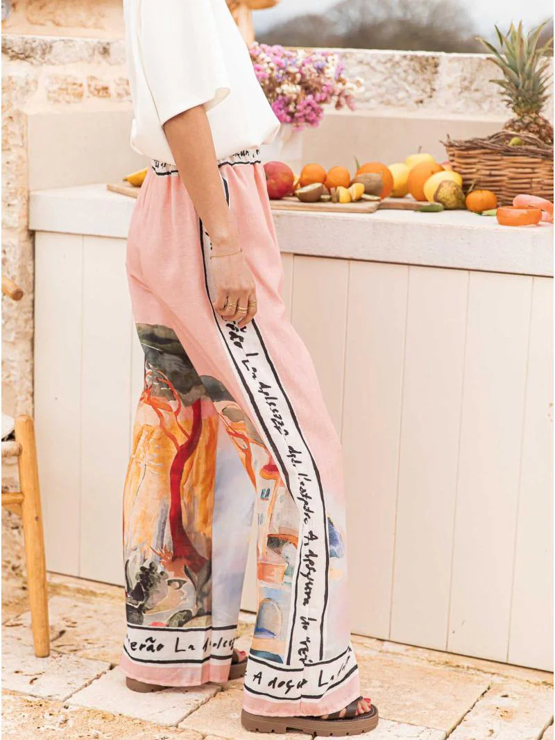 Graffiti Printed Wide-Leg Straight-Leg Pants - Image 5
