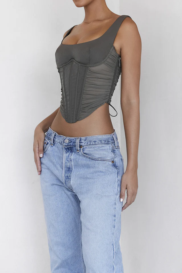 Gray Lace Back Corset - Image 3