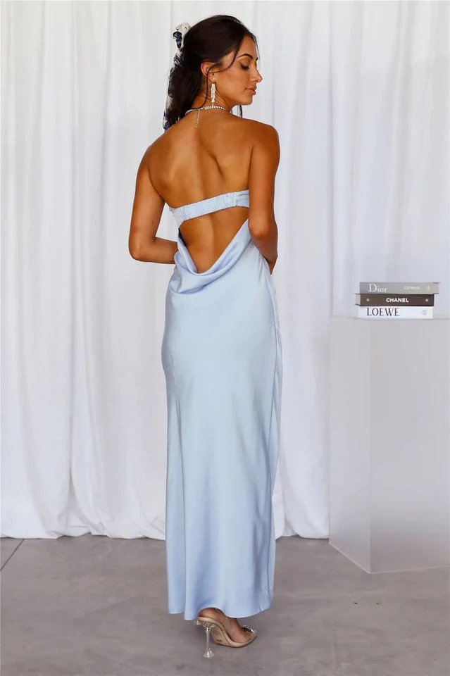 Half Open Back Sleeveless Silky Dress - Image 13