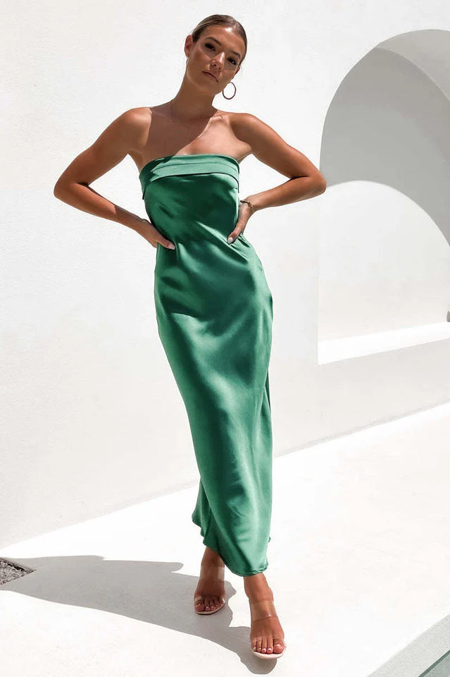 Half Open Back Sleeveless Silky Dress - Image 16
