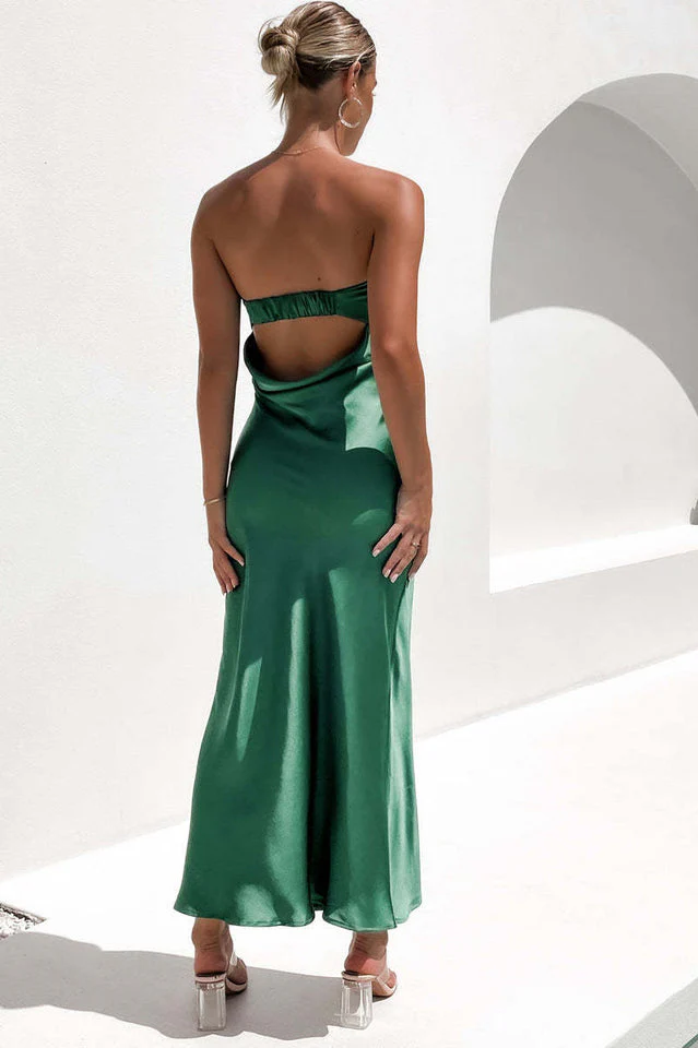 Half Open Back Sleeveless Silky Dress - Image 18