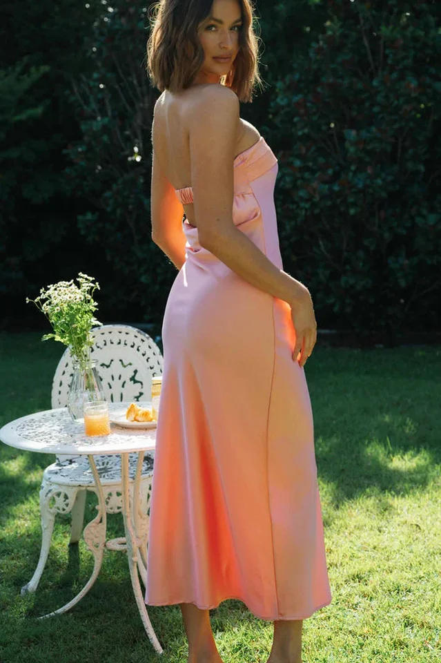 Half Open Back Sleeveless Silky Dress - Image 29