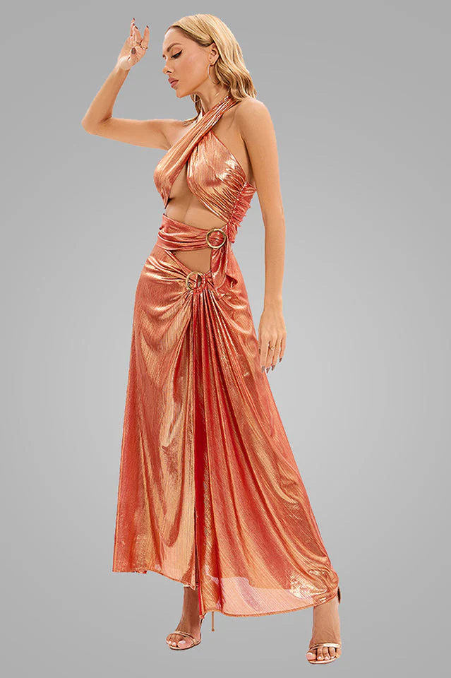 Halter Neck Cut Out Maxi Dress - Image 4