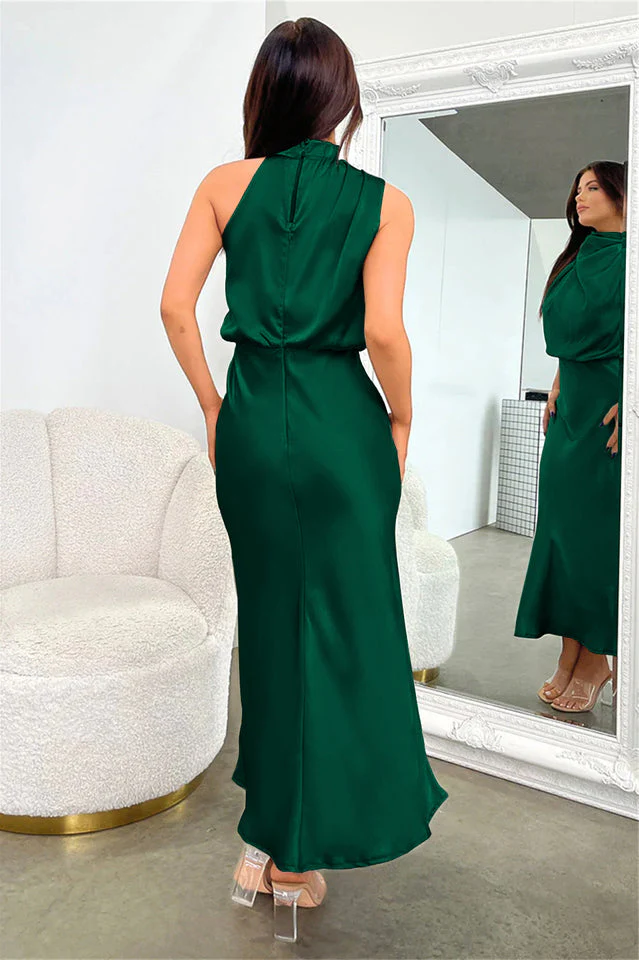 Halter Sleeveless Satin Bridesmaid Dress - Image 23