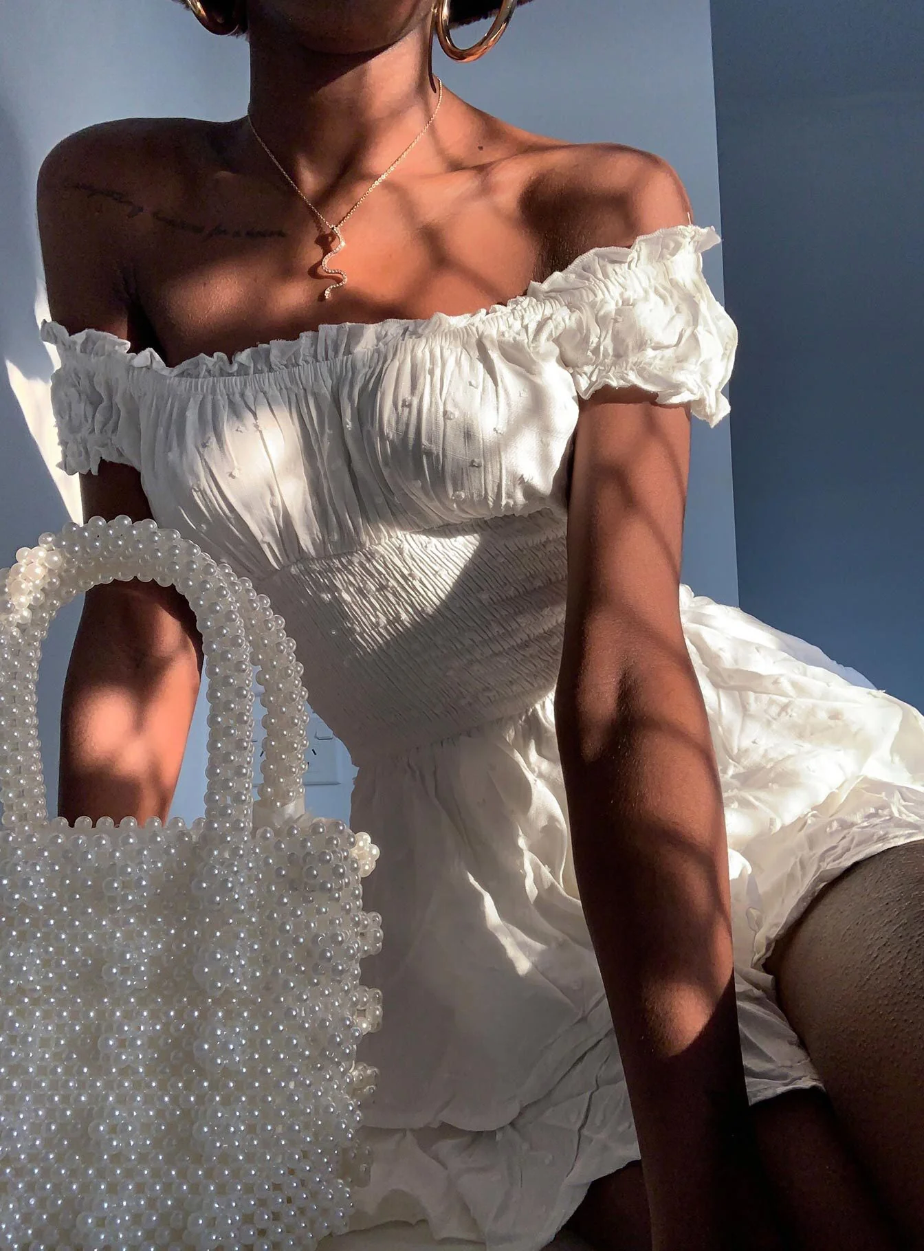 Hameda White Puff Sleeve Mini Dress - Image 4