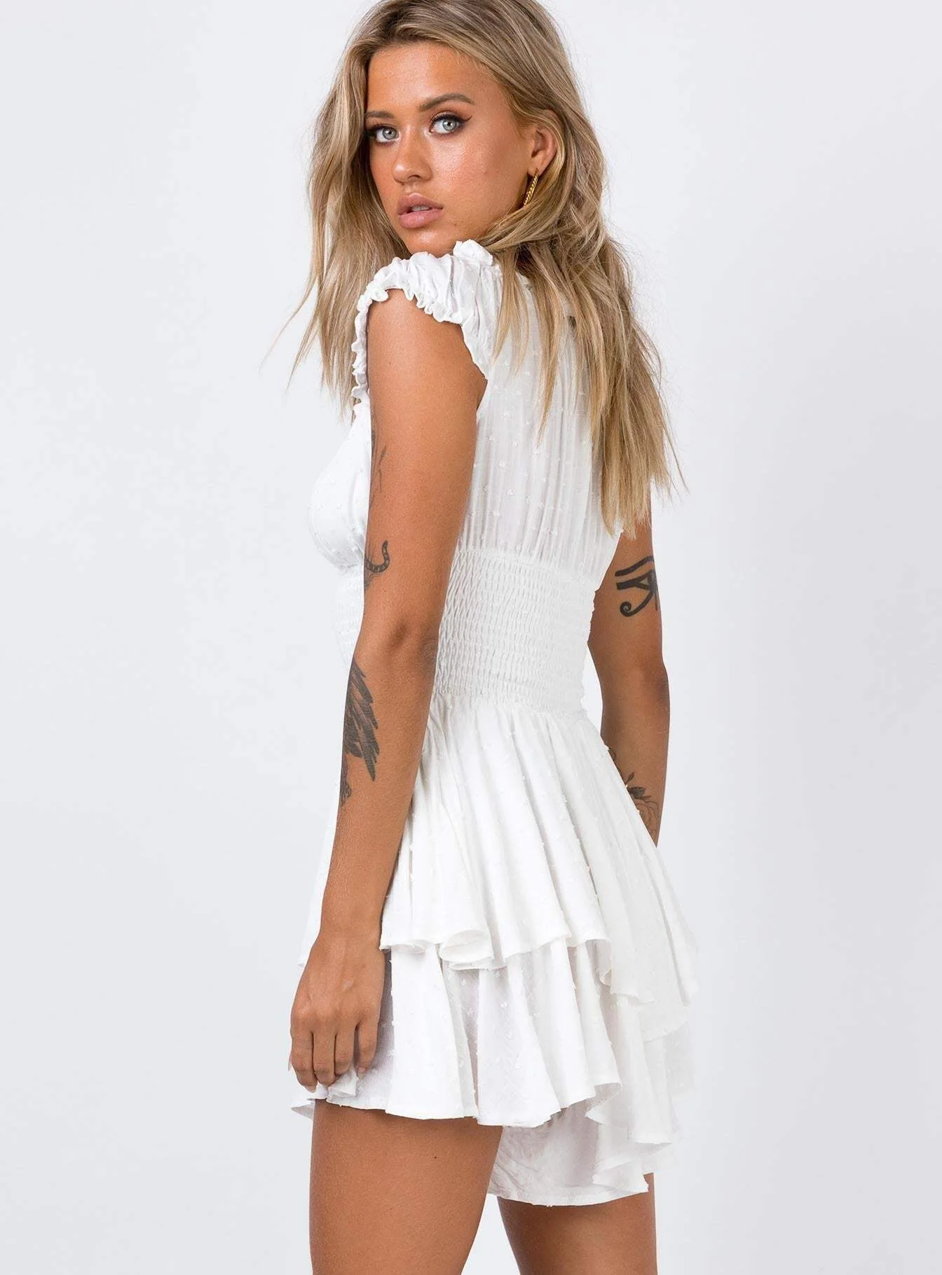 Hameda White Puff Sleeve Mini Dress - Image 6