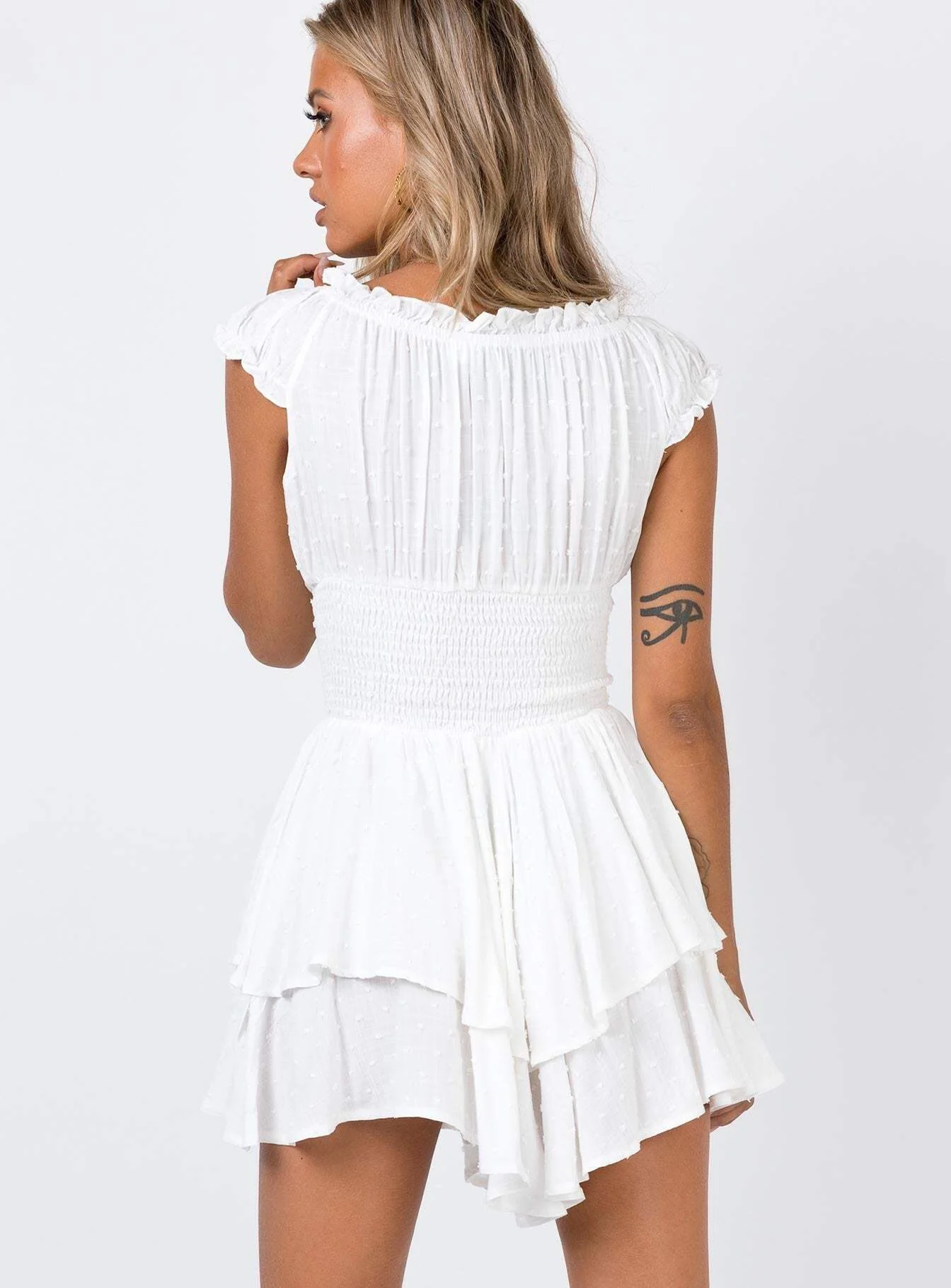 Hameda White Puff Sleeve Mini Dress - Image 7