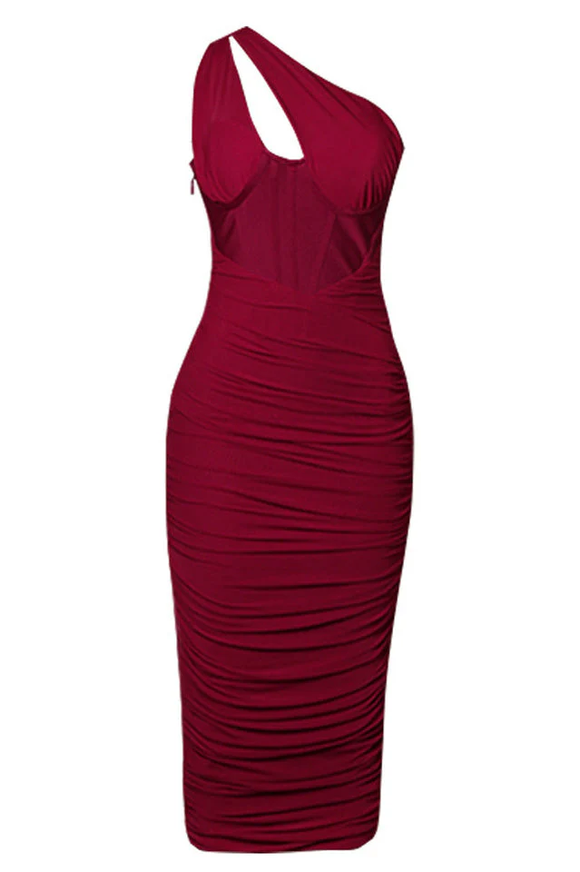 Hanma One Shoulder Pencil Midi Dress - Image 15