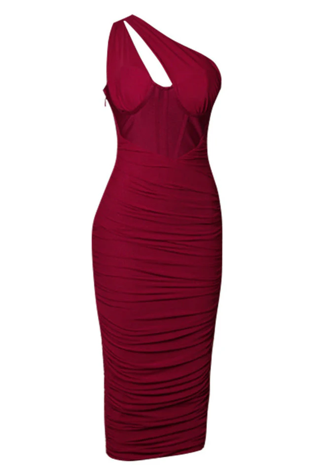 Hanma One Shoulder Pencil Midi Dress - Image 16