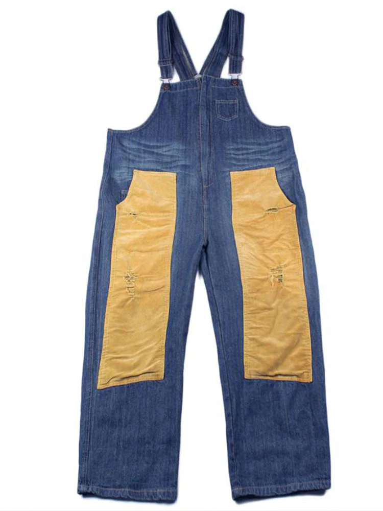Happy Heart Color Contrast Denim Overall Dungarees - Image 5