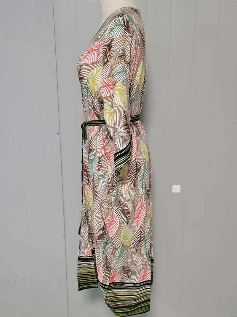 Printed Multicolor Polyester Long Length Gown Kimono Duster Robe - Image 3