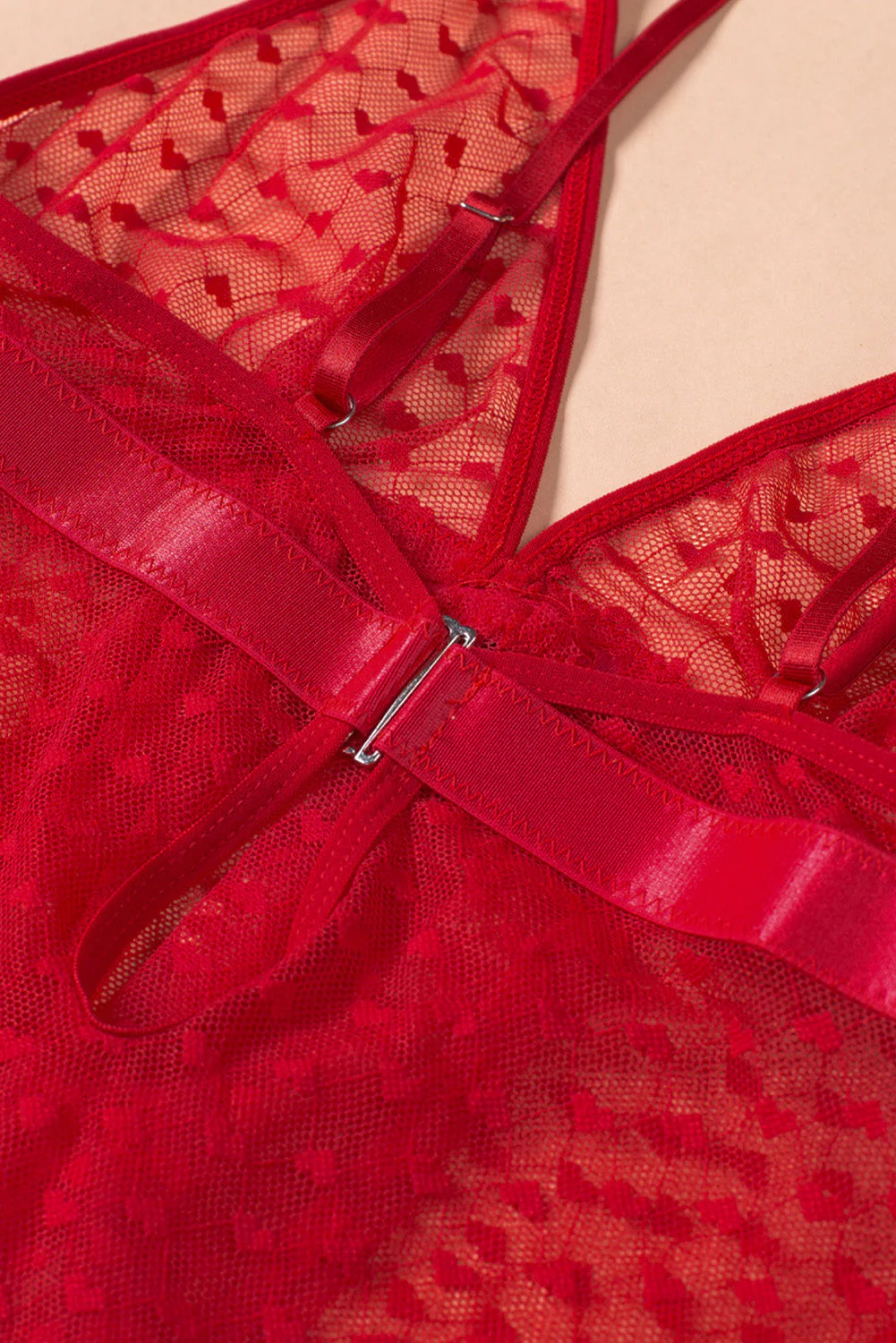Heart-Shape Mesh Cut-Out Babydoll With Thong - Image 33