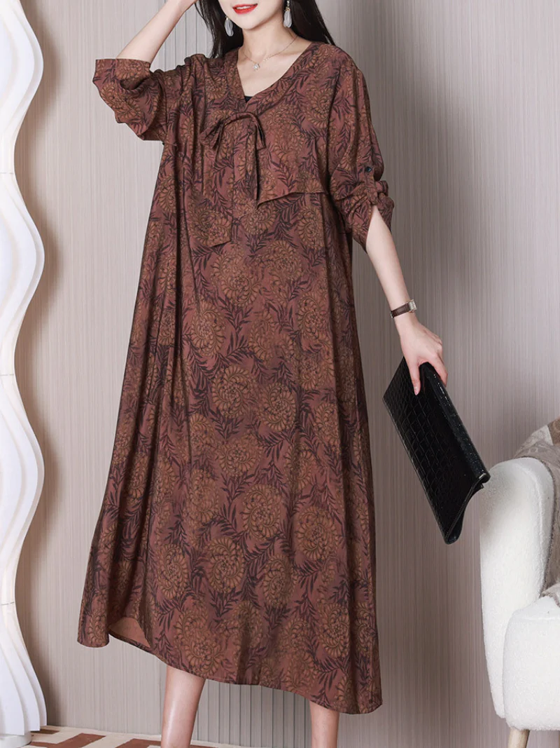 Here's looking V-neck Loose A-line Dress - Image 5