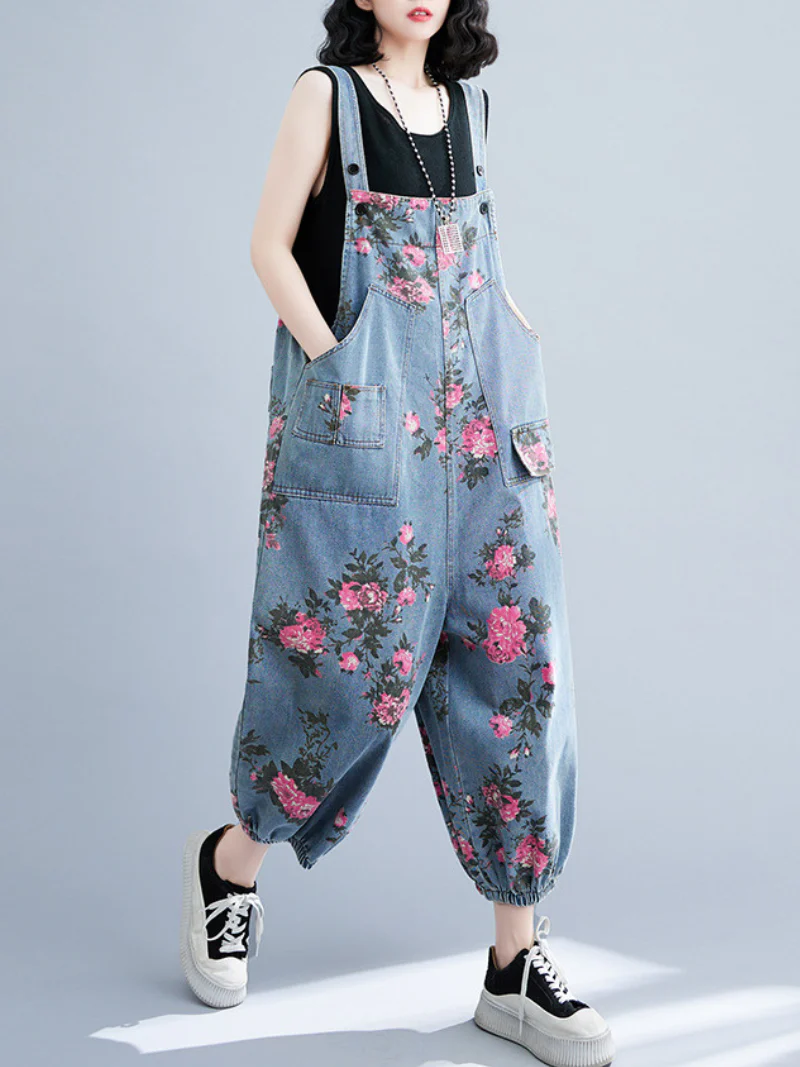 Hey Denim High Waist Loose Baggy Dungarees - Image 4