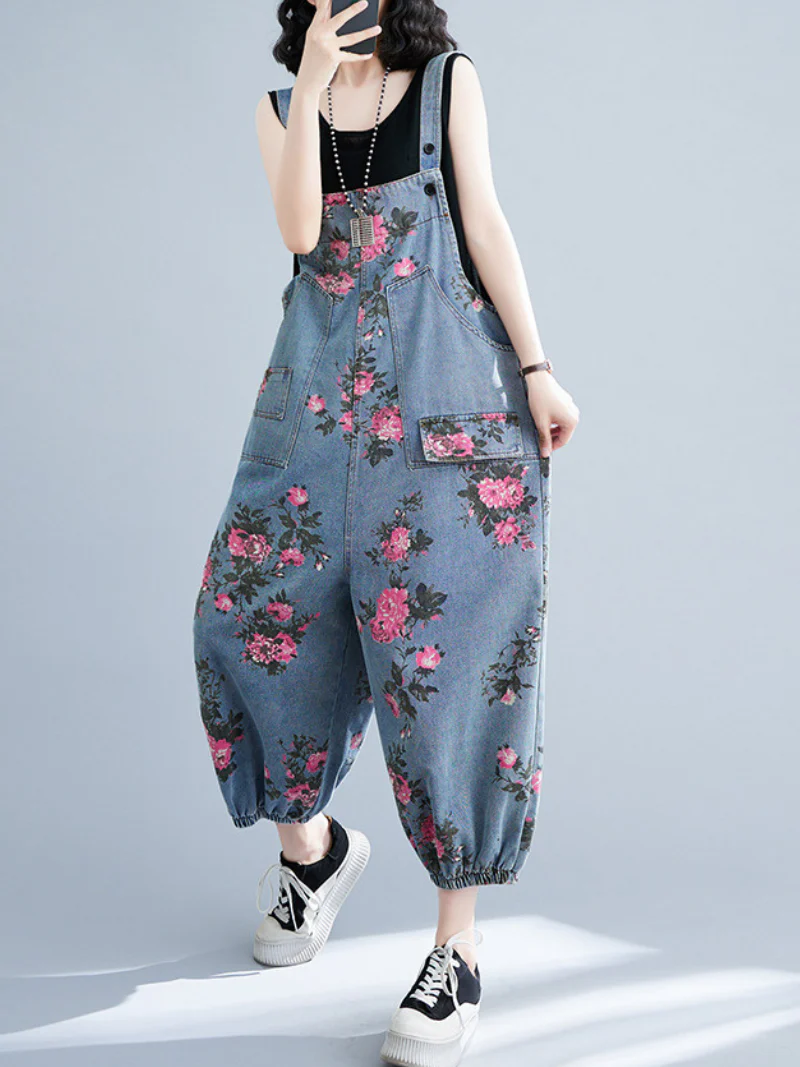 Hey Denim High Waist Loose Baggy Dungarees - Image 6