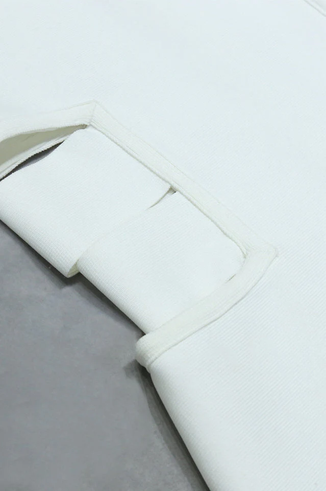 High Neck Cut Out White Dress - Image 8