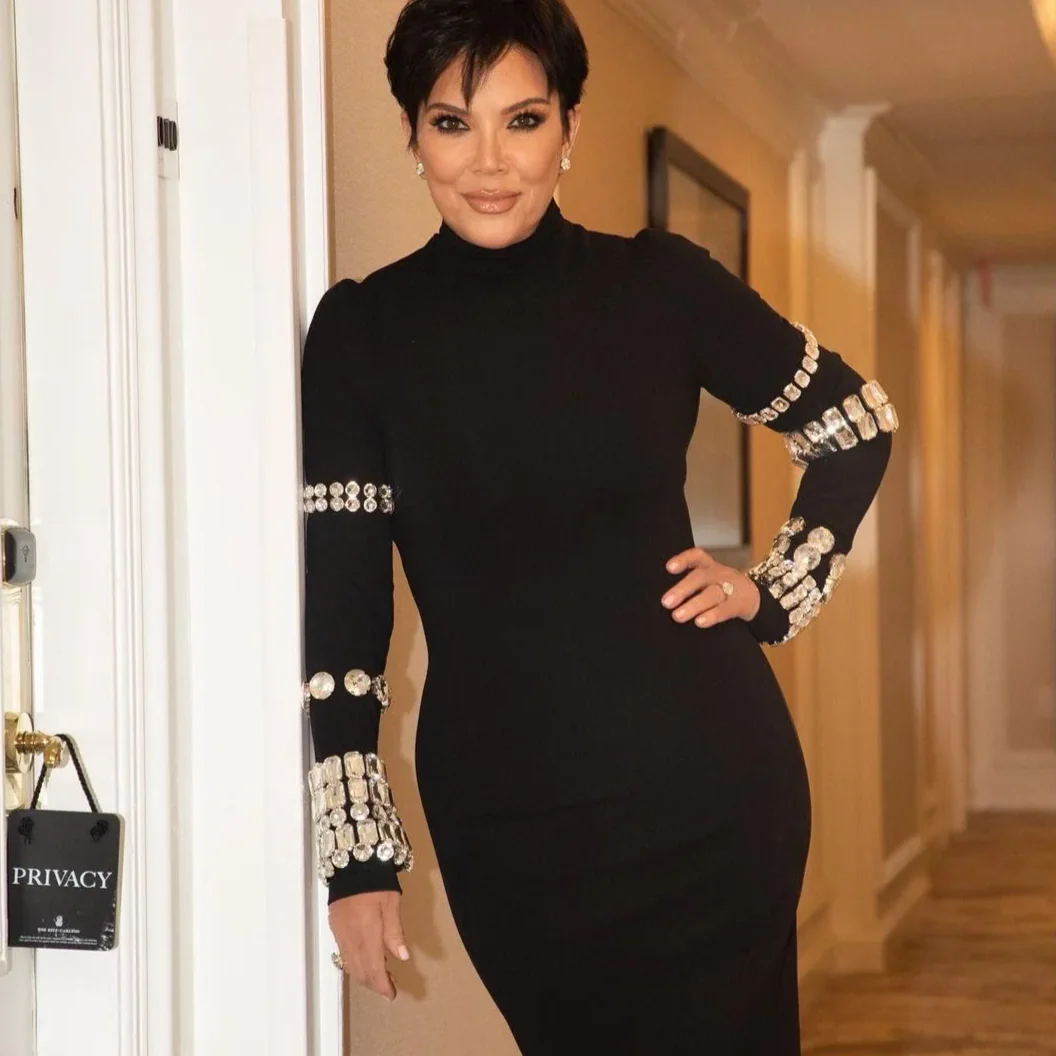 Black HIGH NECK MIDI Dress with RHINESTONES - Image 16