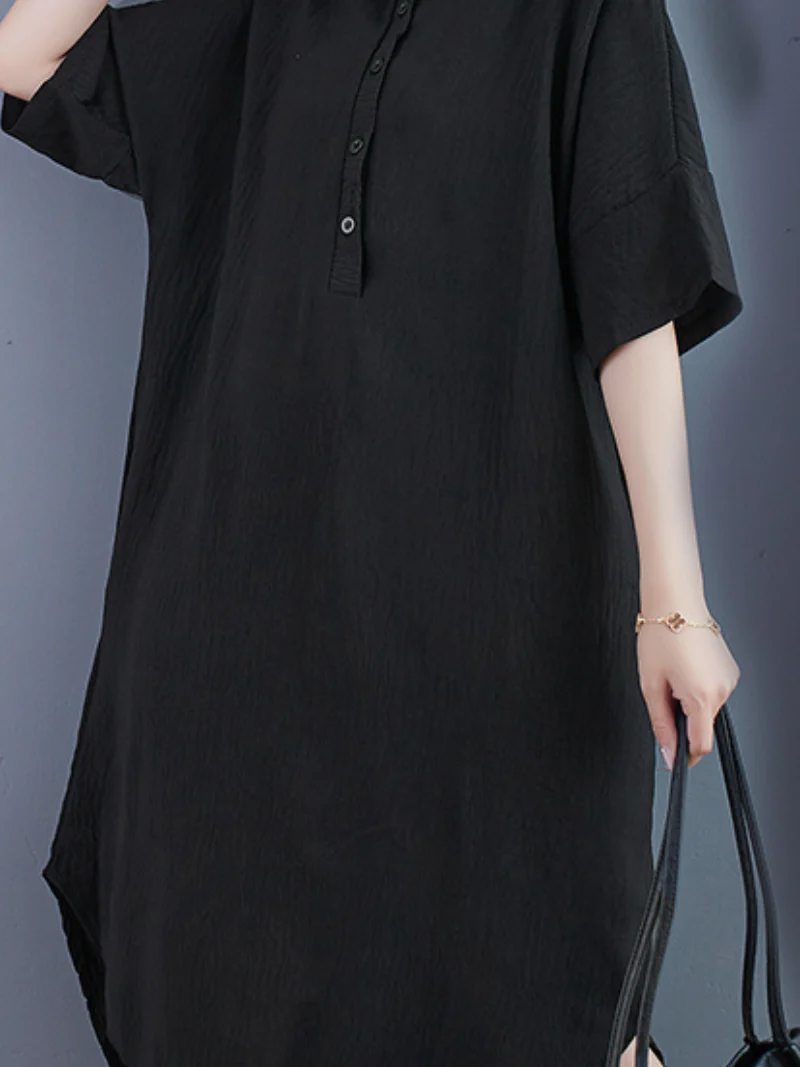 High Quality Solid Color  Shirt Dress - Image 8