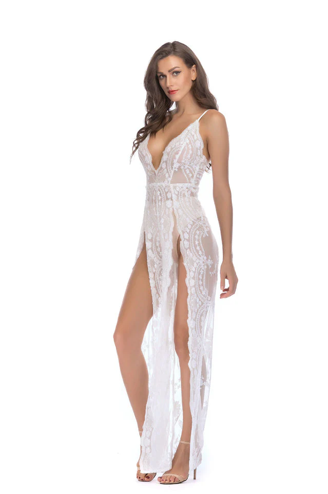 High Slit Backless Boho Cocktail Gown - Image 16