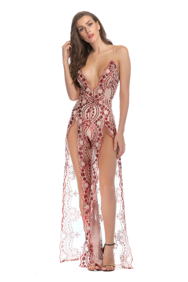 High Slit Backless Boho Cocktail Gown - Image 6
