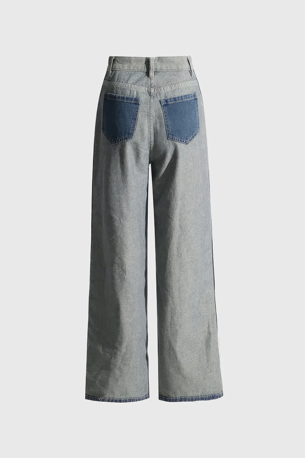 High Waisted Jeans in Washed Denim - Blue - Image 4