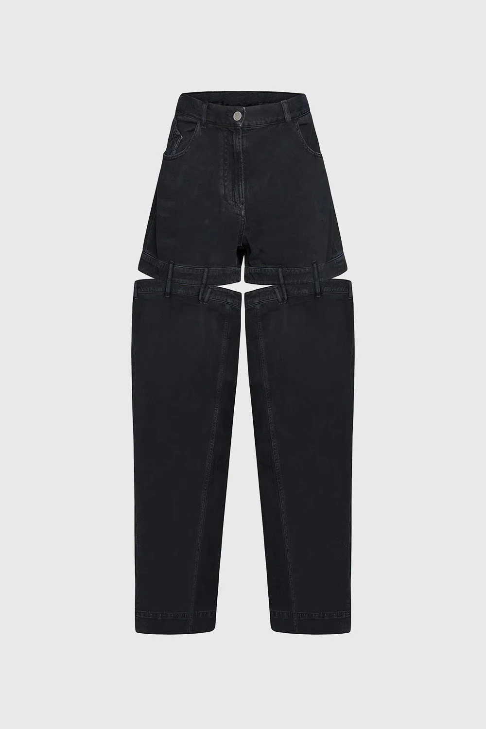 High Waisted Jeans with Back Cuts - Black - Image 2