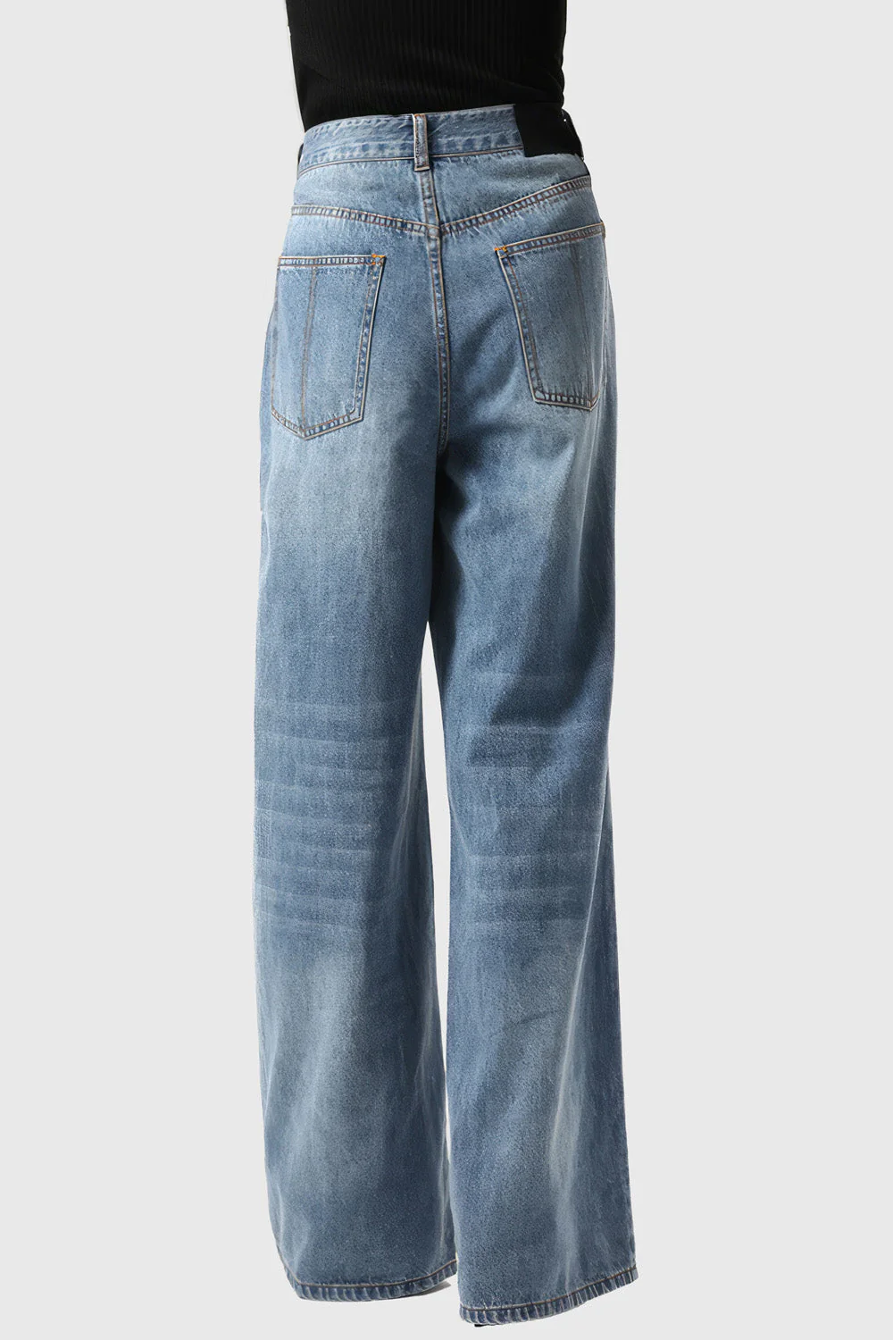 High Waisted Jeans with Black Detail - Blue - Image 2