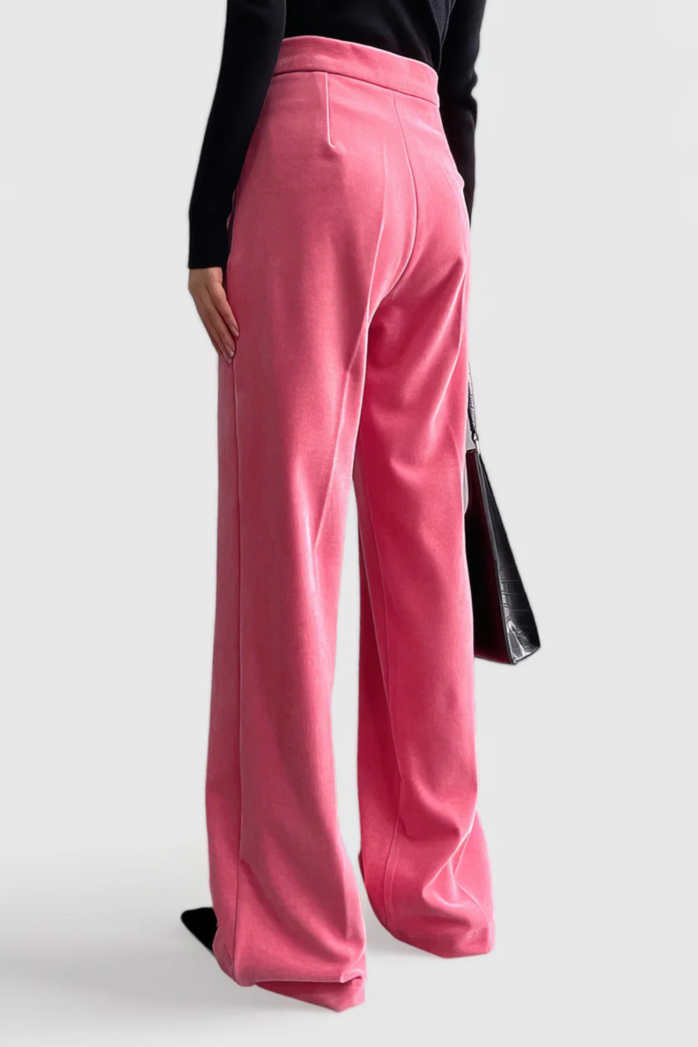 High Waisted Velvet Trousers - Pink - Image 2