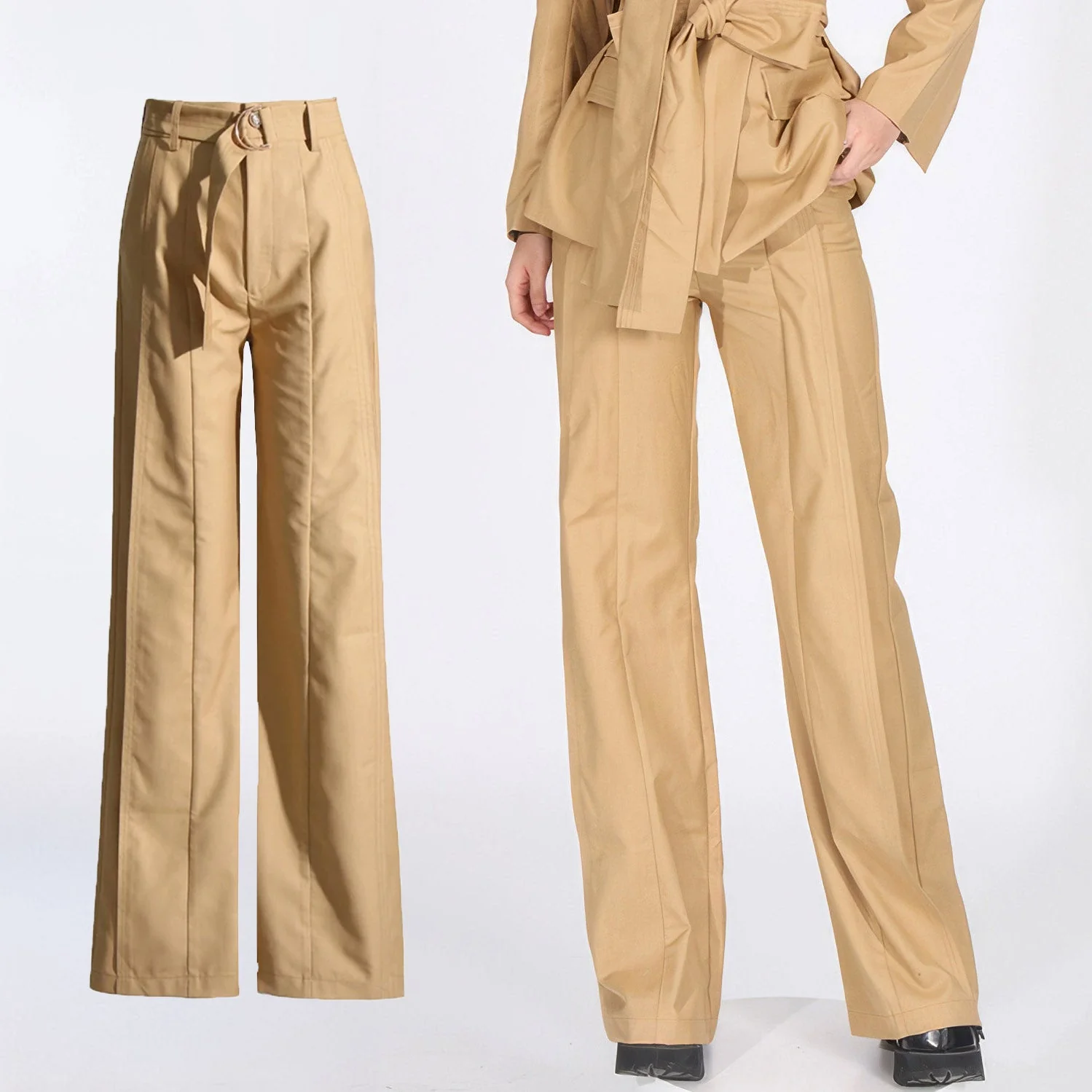 HIGH WaistED WIDE TROUSERS - MUSTARD - Image 2