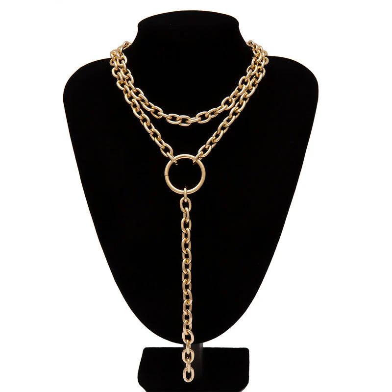 Hip Hop Rock Circle Long Chain Necklace - Image 13