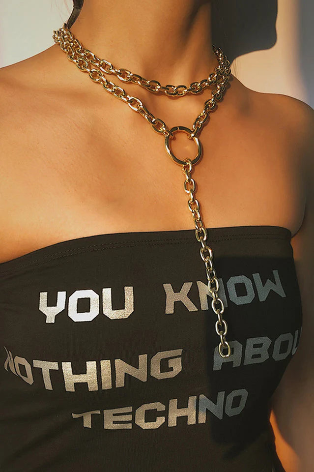 Hip Hop Rock Circle Long Chain Necklace - Image 5